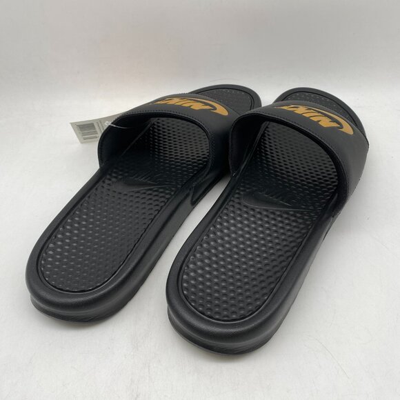 *NEW* Nike Benassi Jdi Slide Sandals Men\'s Black/Metallic Gold